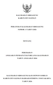 PERATURAN KALURAHAN SIDOAGUNG NOMOR 4 TAHUN 2026 TENTANG PERUBAHAN ANGGARAN PENDAPATAN DAN BELANJA KALURAHAN TAHUN ANGGARAN 2026